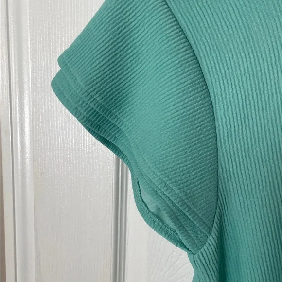 Ann Taylor NWT fabulous Seafoam Ribbed Flutter-Sleeve Top - Picture 4 of 9